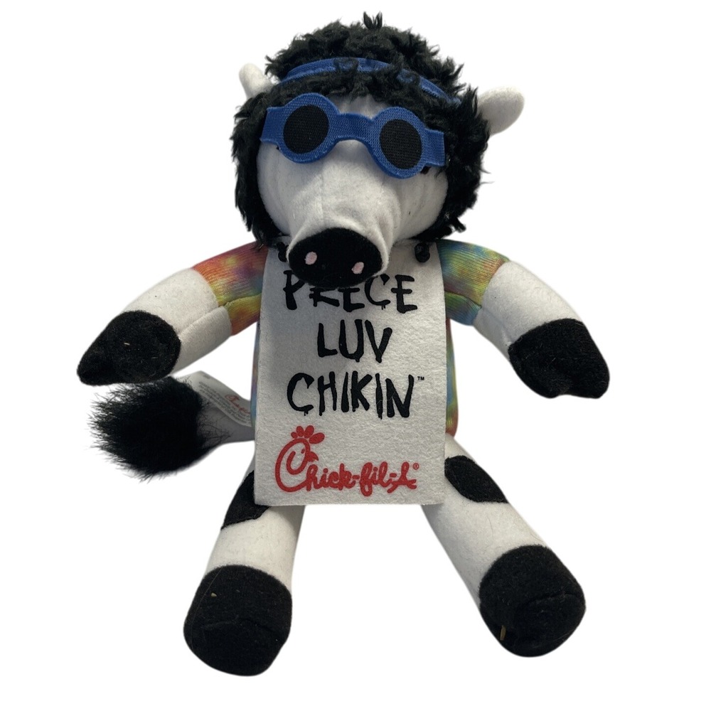 Chick-fil-A Plush Cow Hippie Peace Luv Chikin' Stuffed Animal‎ Toy